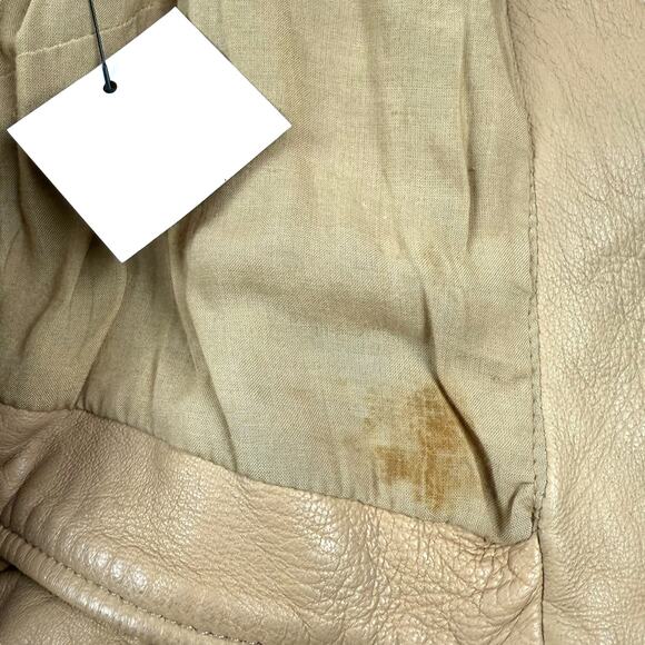 L.P.C Linea Pelle Collection tan lamb leather motorcycle jacket fitted - Picture 9 of 16